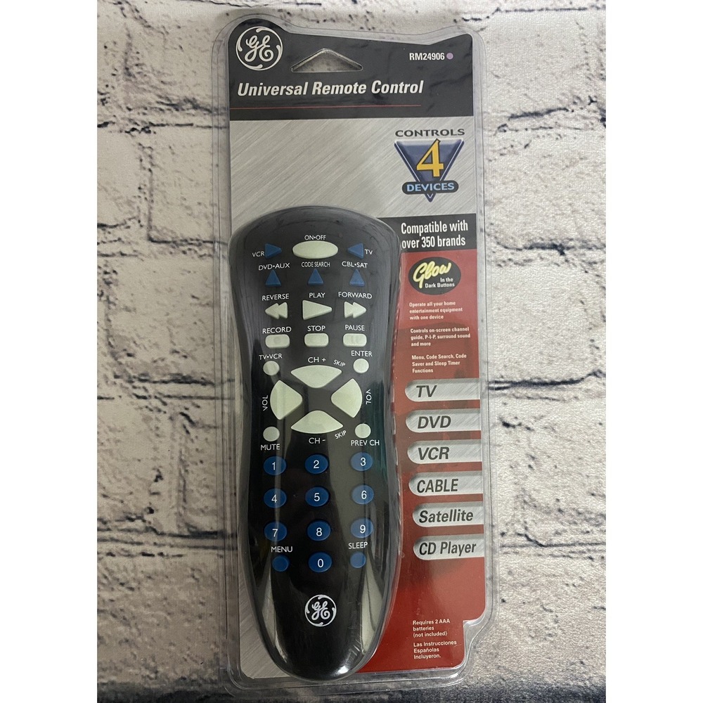 GE Universal Remote Control RM24906 In Original Package Glow In Dark